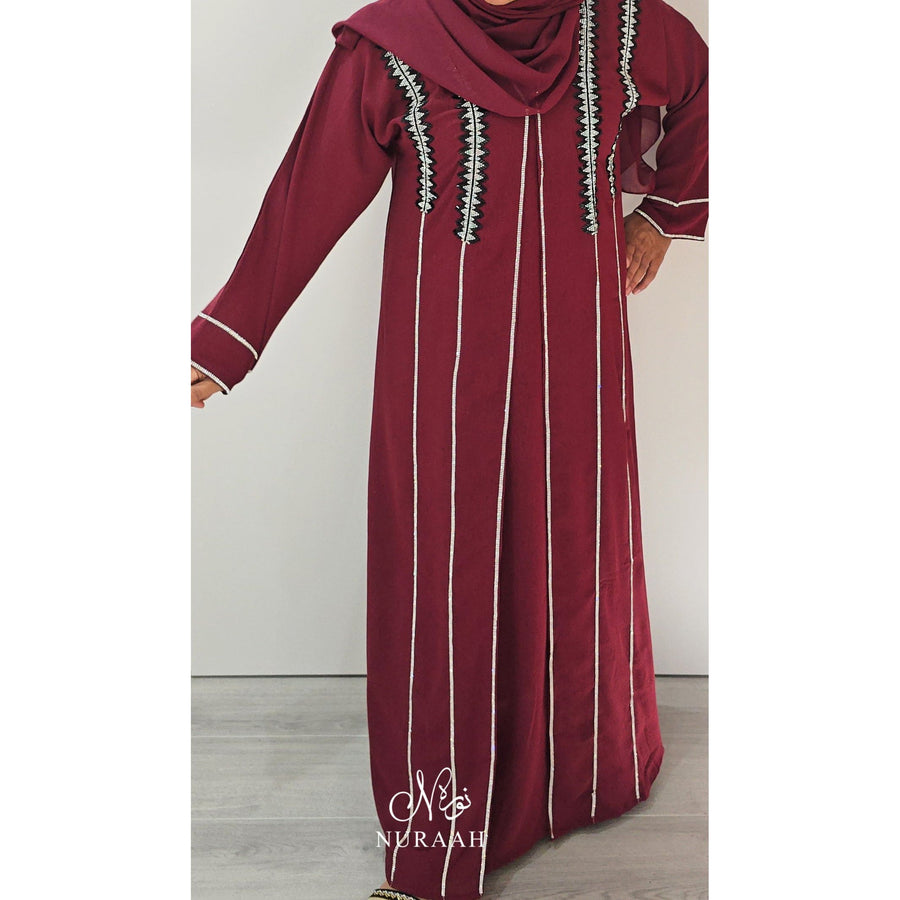 ISHA EMBELLISHED ABAYA WINE