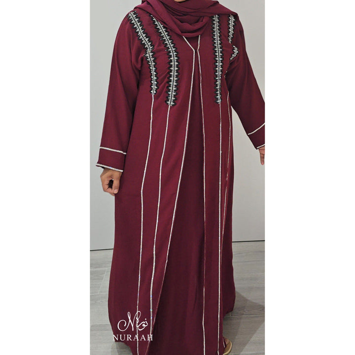 ISHA EMBELLISHED ABAYA WINE