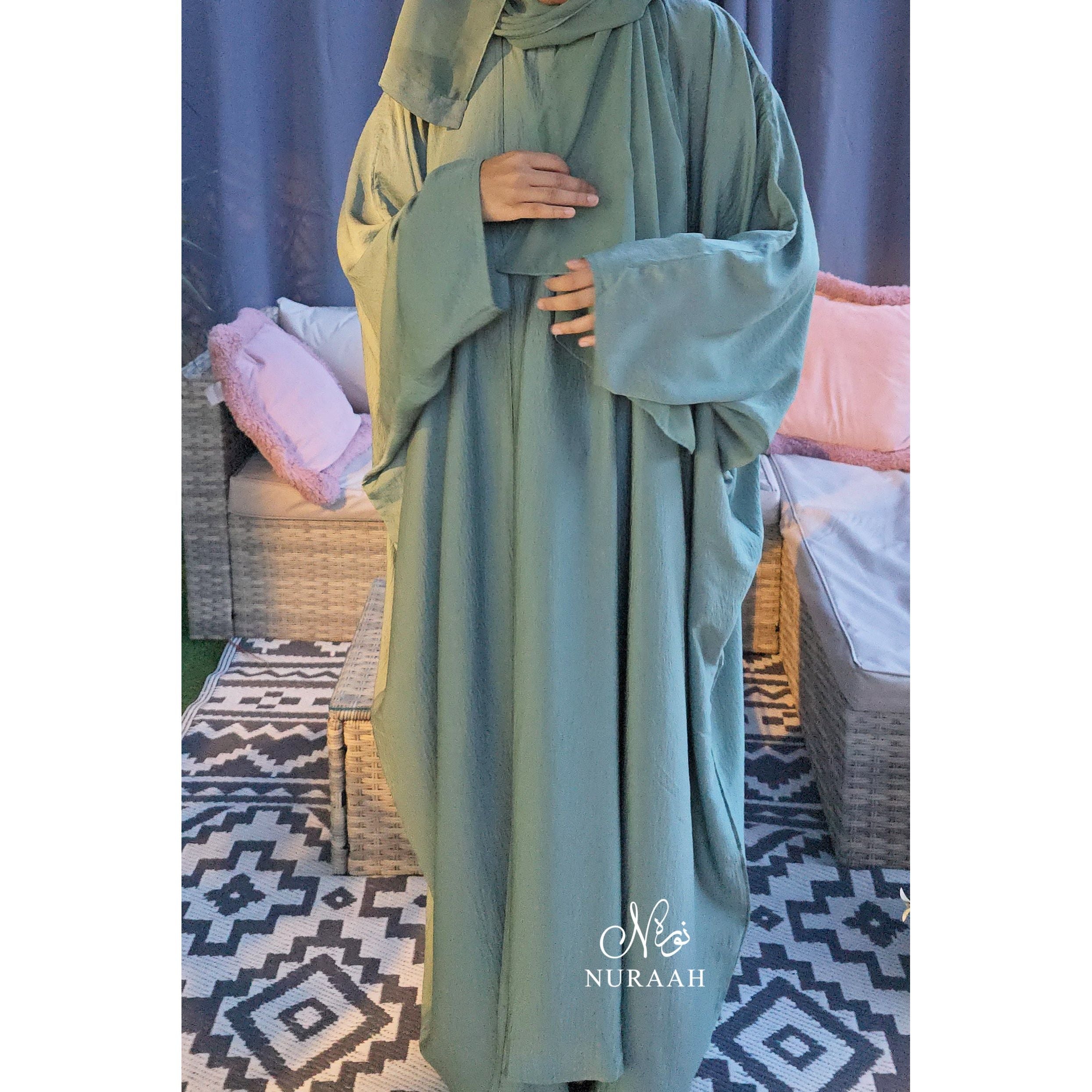 DUA 3 PIECE BATWING ABAYA SET SEA GREEN 05