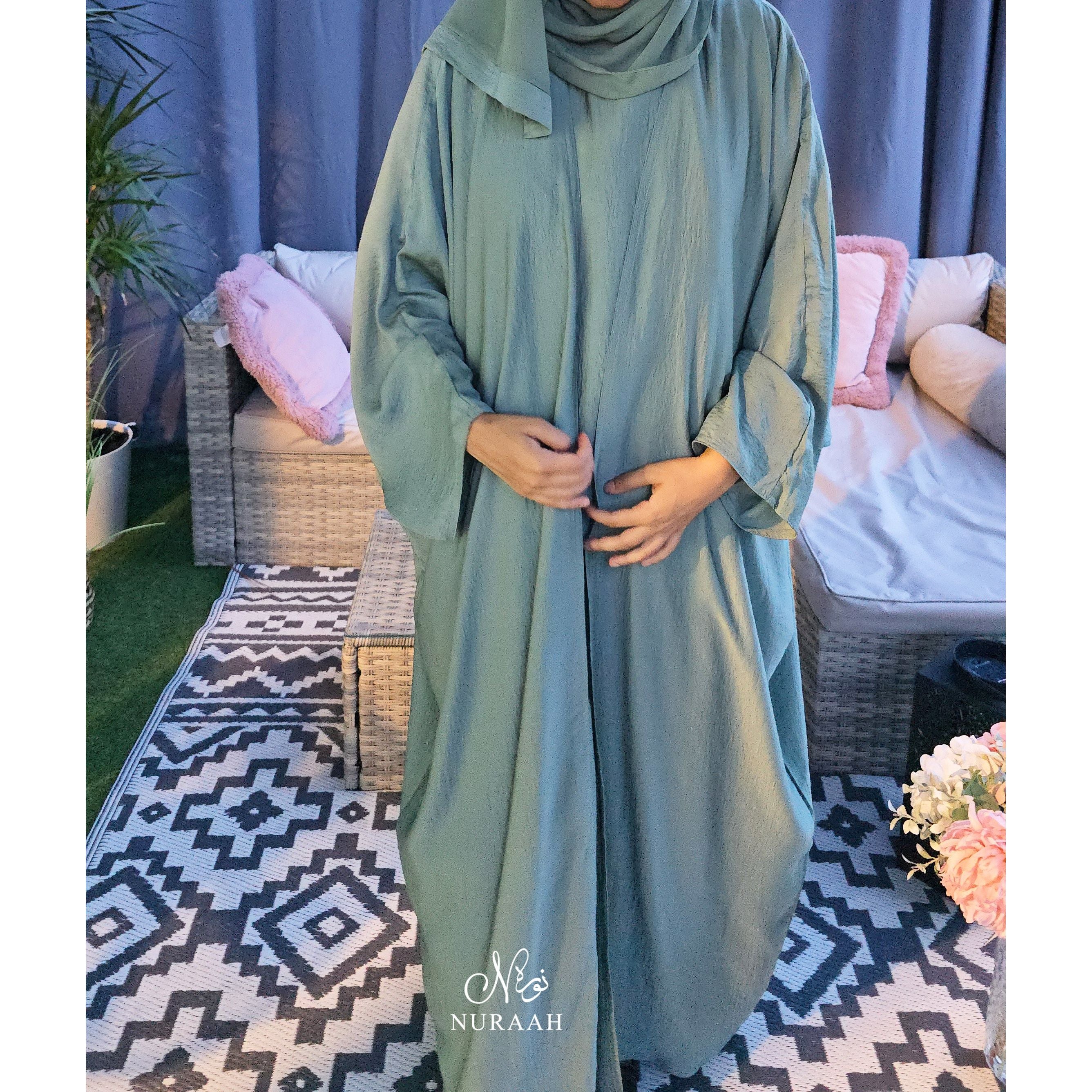 DUA 3 PIECE BATWING ABAYA SET SEA GREEN 05