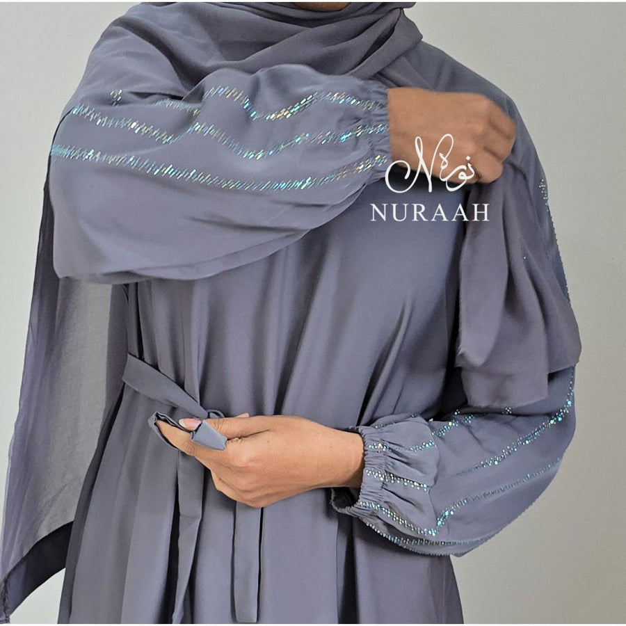 DINA EMBELLISHED ABAYA GREY