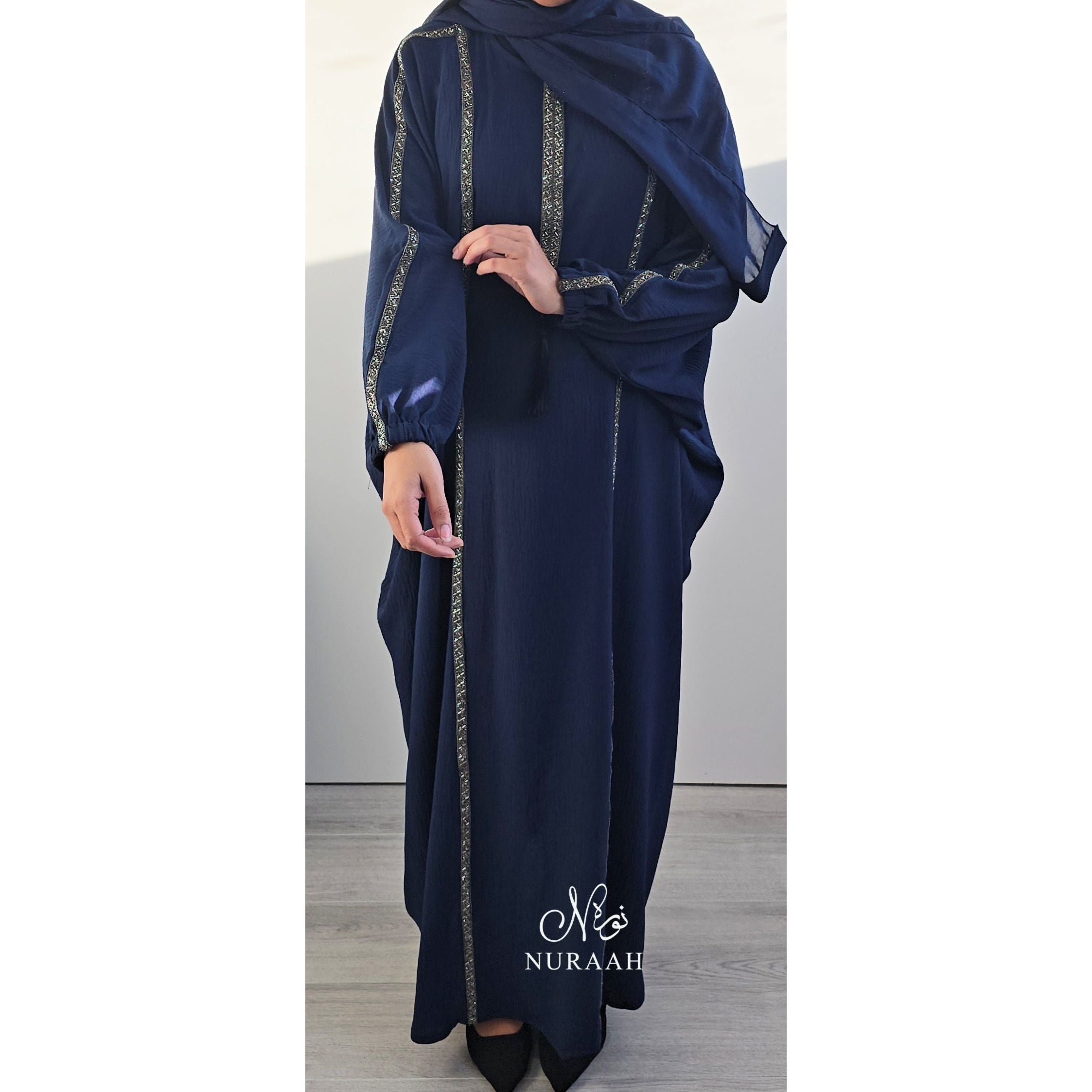 SARA BATWING ABAYA NAVY BLUE
