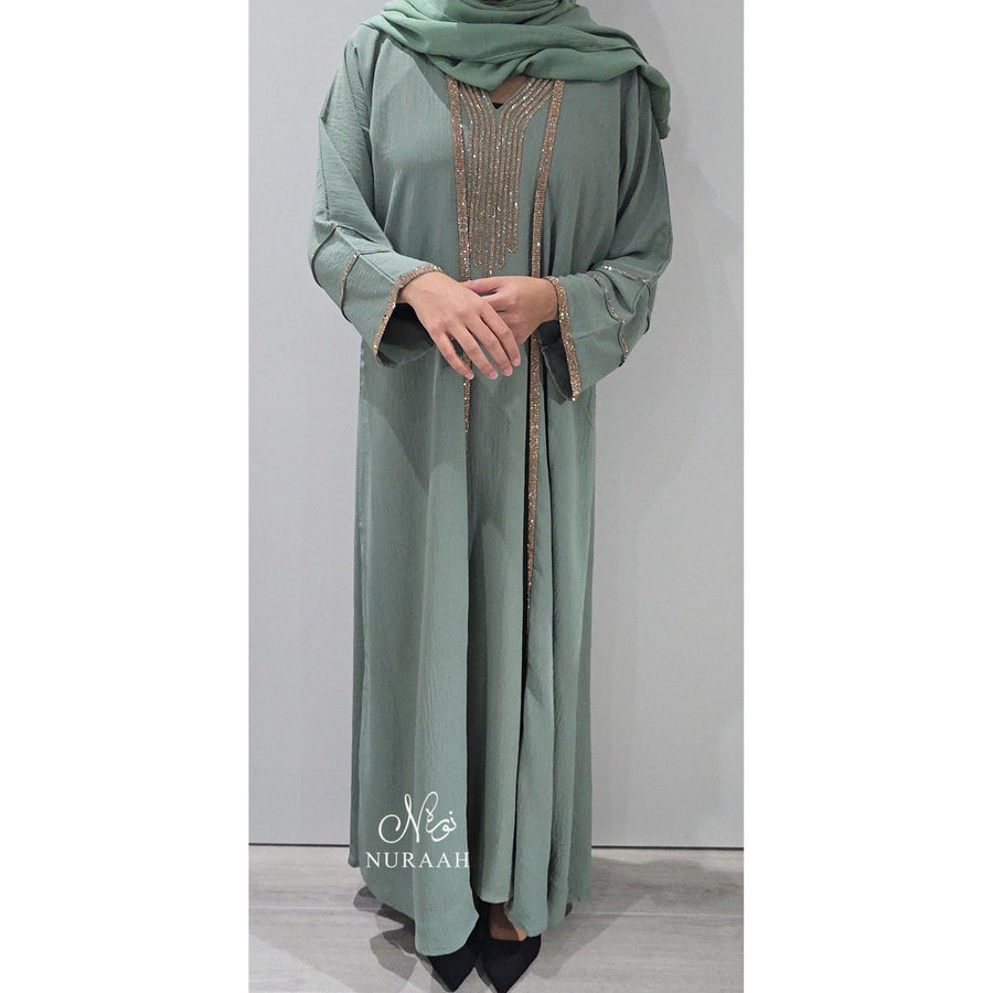 INARA EMBELLISHED ABAYA SET MINT