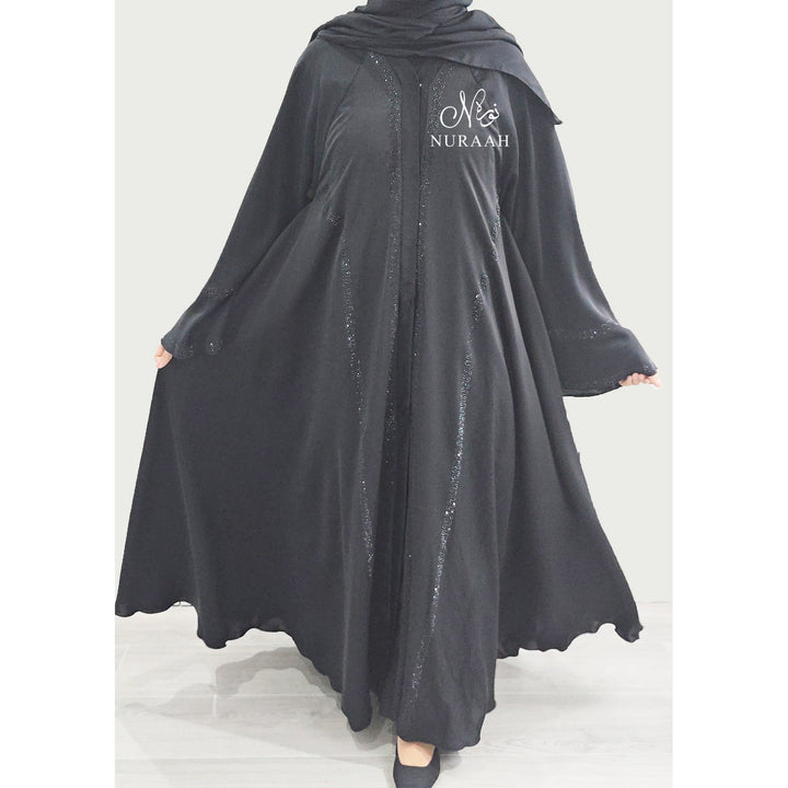 HAYA FLARED EMBELLISHED ABAYA BLACK