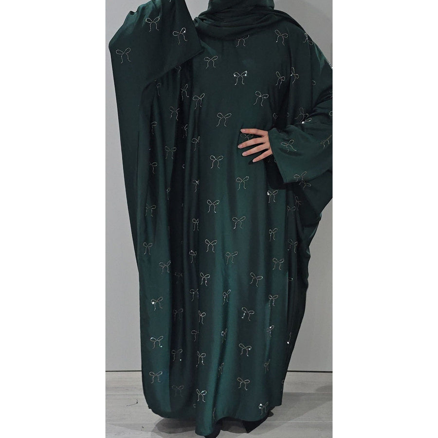 BOW BATWING ABAYA BLACK