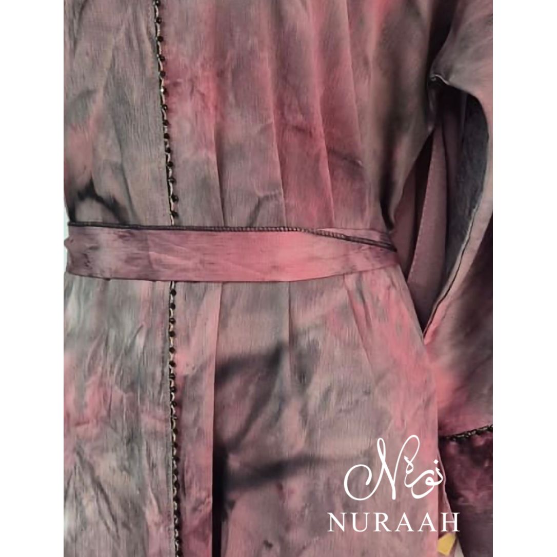 YARA MARBLE PRINT CLOSED ABAYA (with matching hijab and scarf)