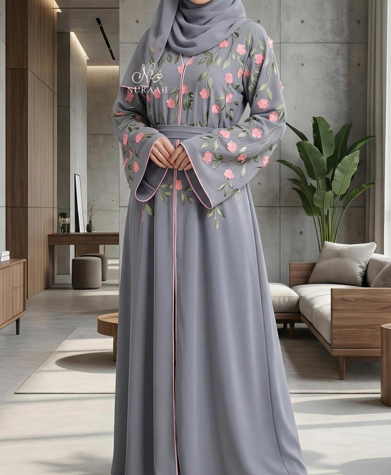 SUMAYAH EMBROIDERED ABAYA (with scarf and belt) 06
