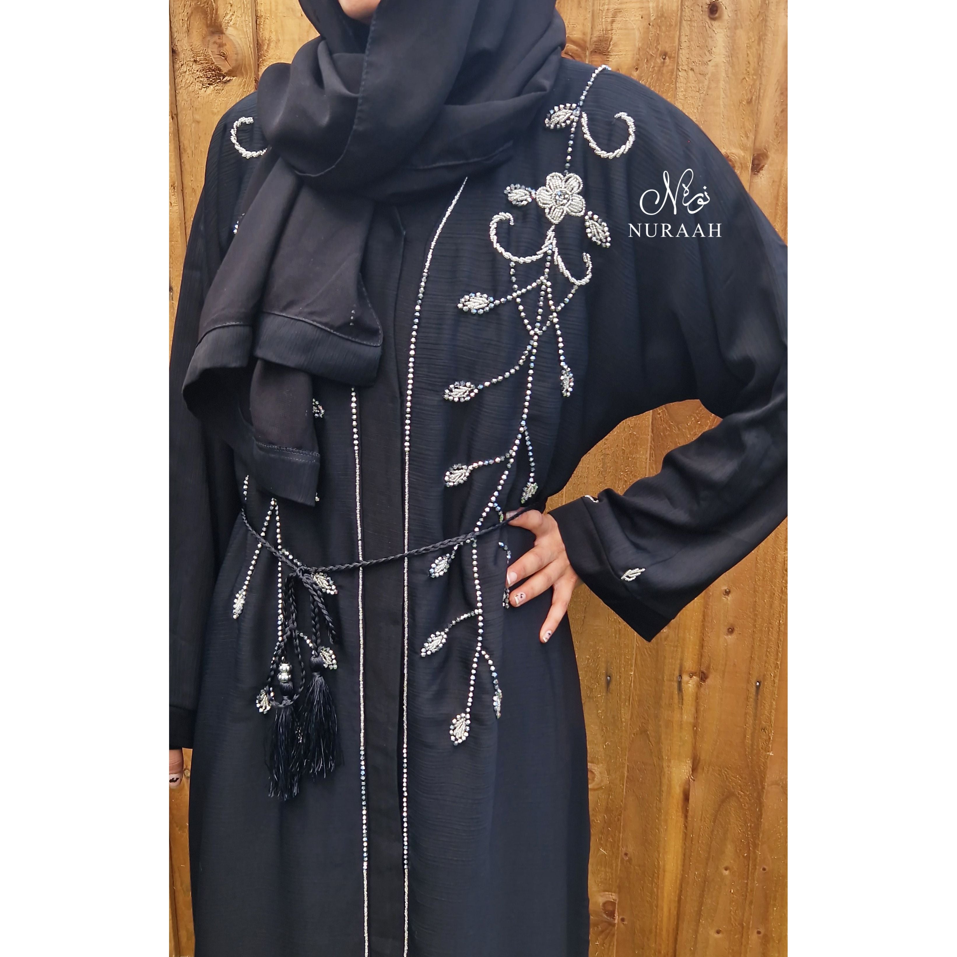 SAFA HAND EMBELLISHED OPEN ABAYA 07