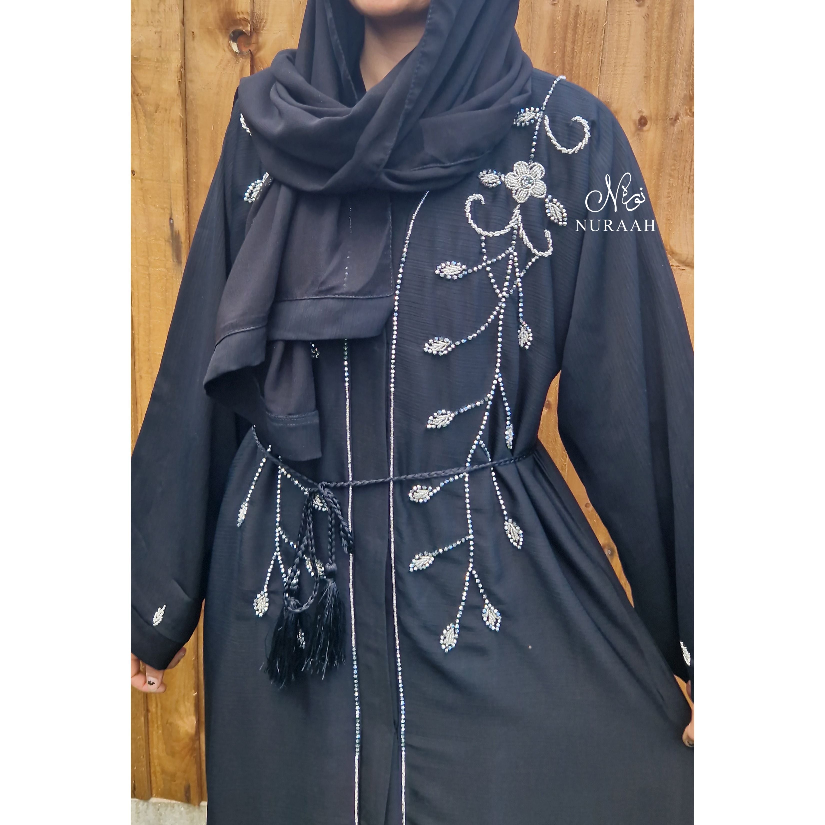 SAFA HAND EMBELLISHED OPEN ABAYA 07