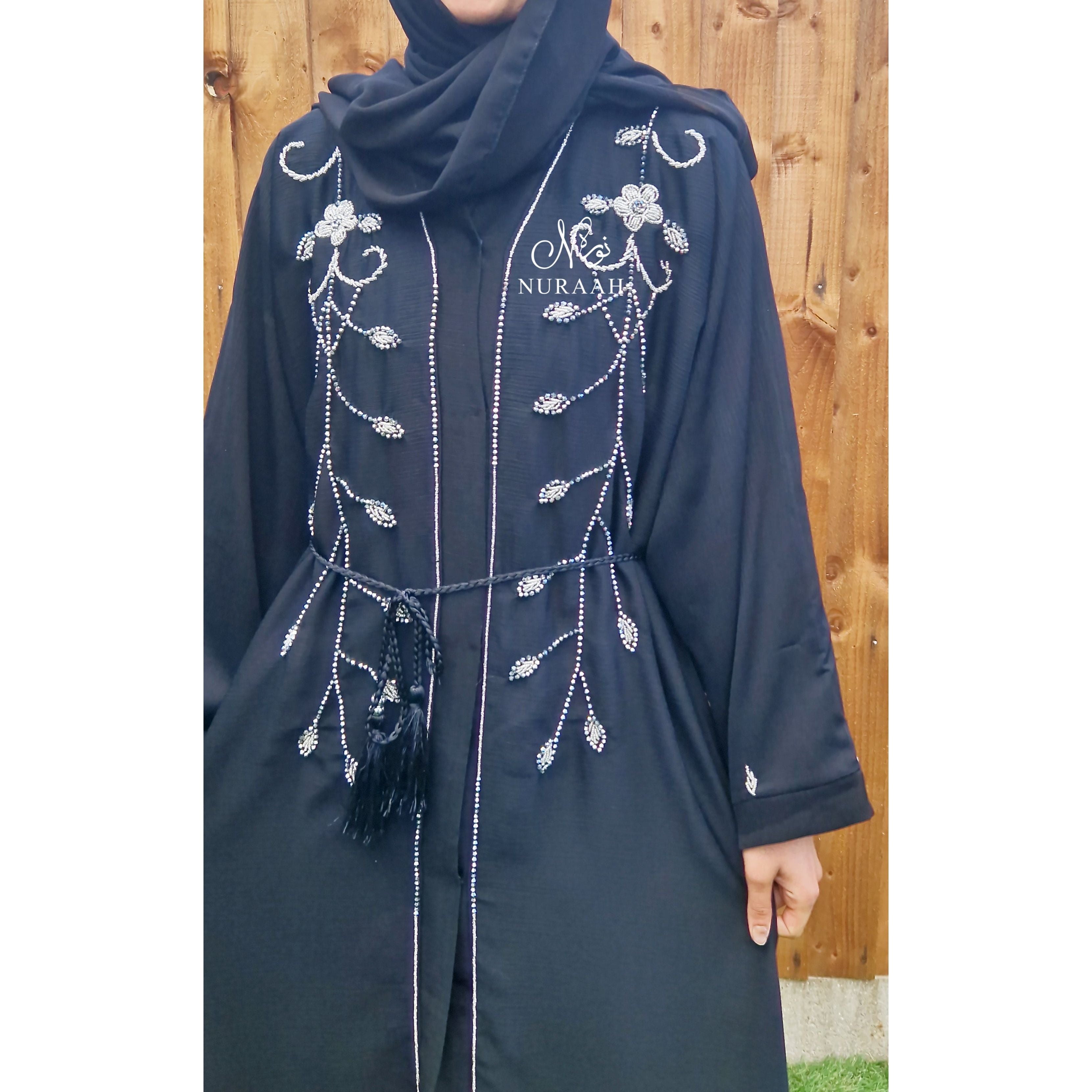 SAFA HAND EMBELLISHED OPEN ABAYA 07