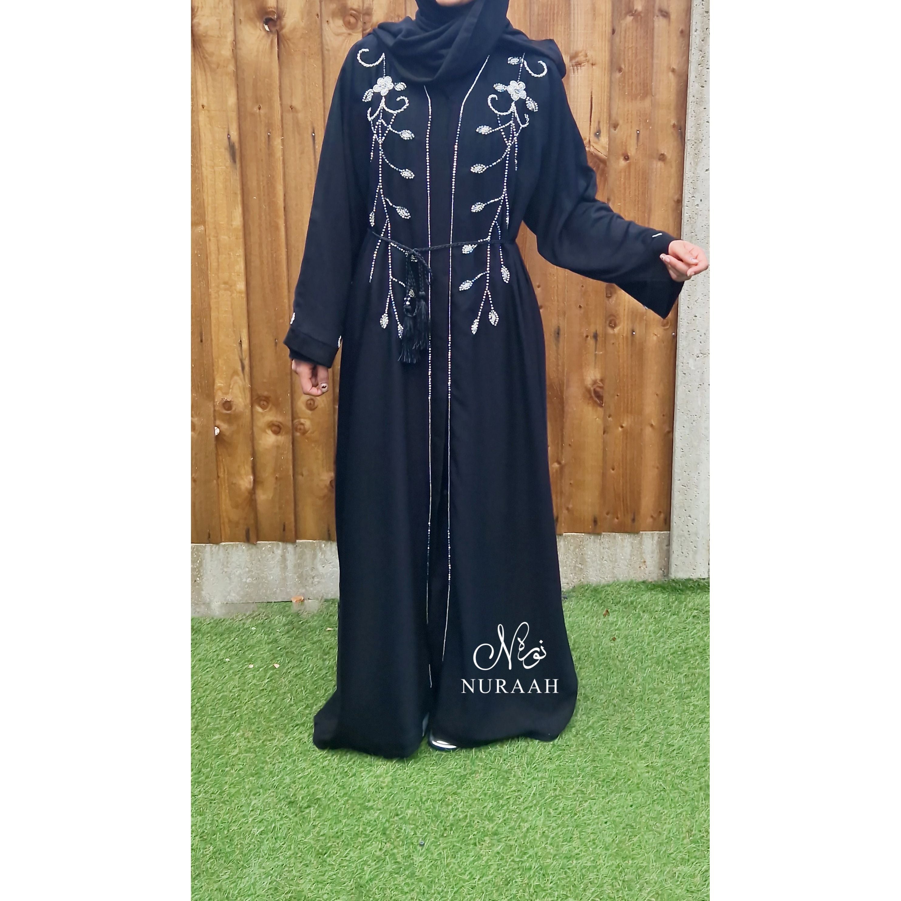 SAFA HAND EMBELLISHED OPEN ABAYA 07