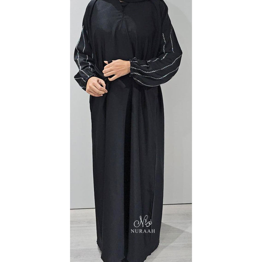 DINA EMBELLISHED SLEEVE ABAYA BLACK