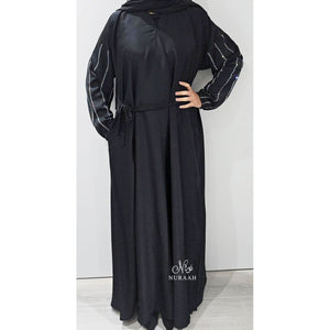 DINA EMBELLISHED SLEEVE ABAYA BLACK