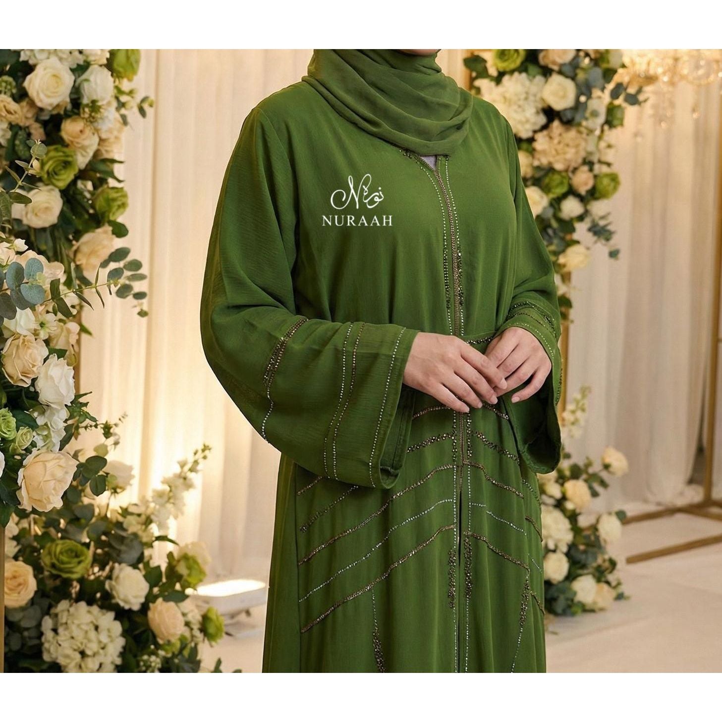 HAJRA EMBELLISHED ABAYA (with belt and scarf) 04