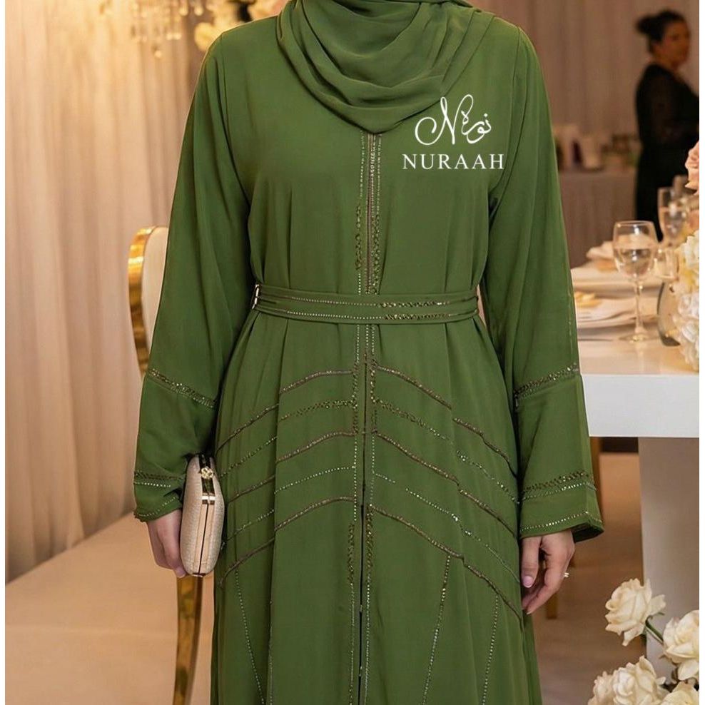 HAJRA EMBELLISHED ABAYA (with belt and scarf) 04