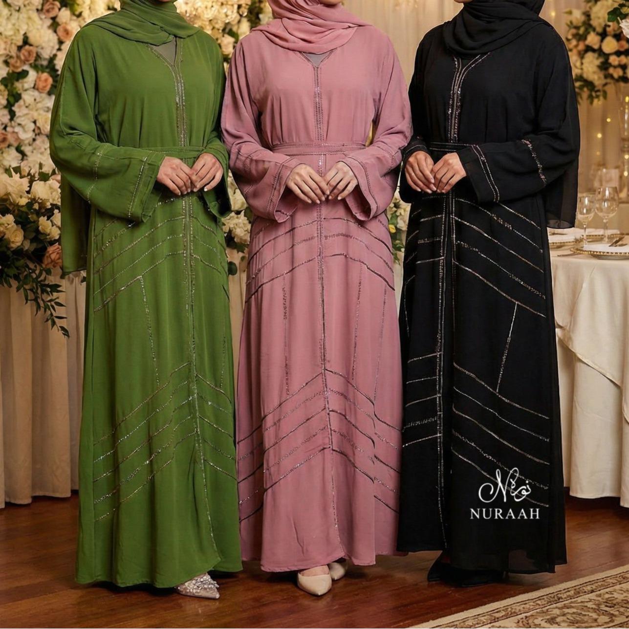 HAJRA EMBELLISHED ABAYA (with belt and scarf) 04