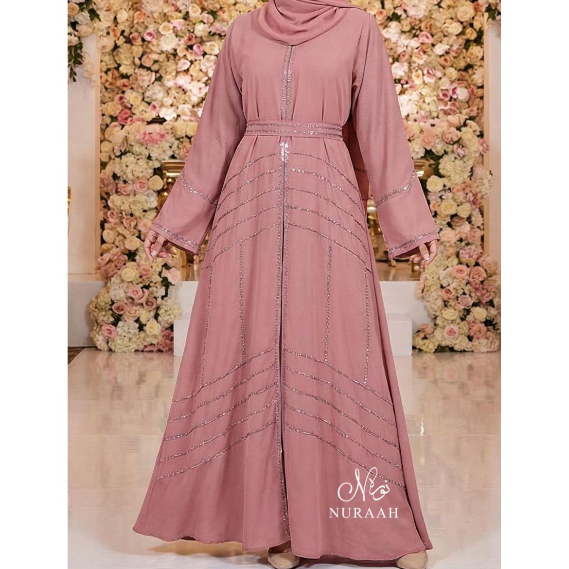 HAJRA EMBELLISHED ABAYA (with belt and scarf) 04