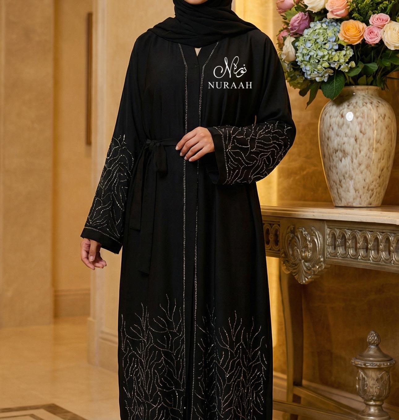 LAIBA EMBELLISHED CLOSED ABAYA (with scarf and belt) 03