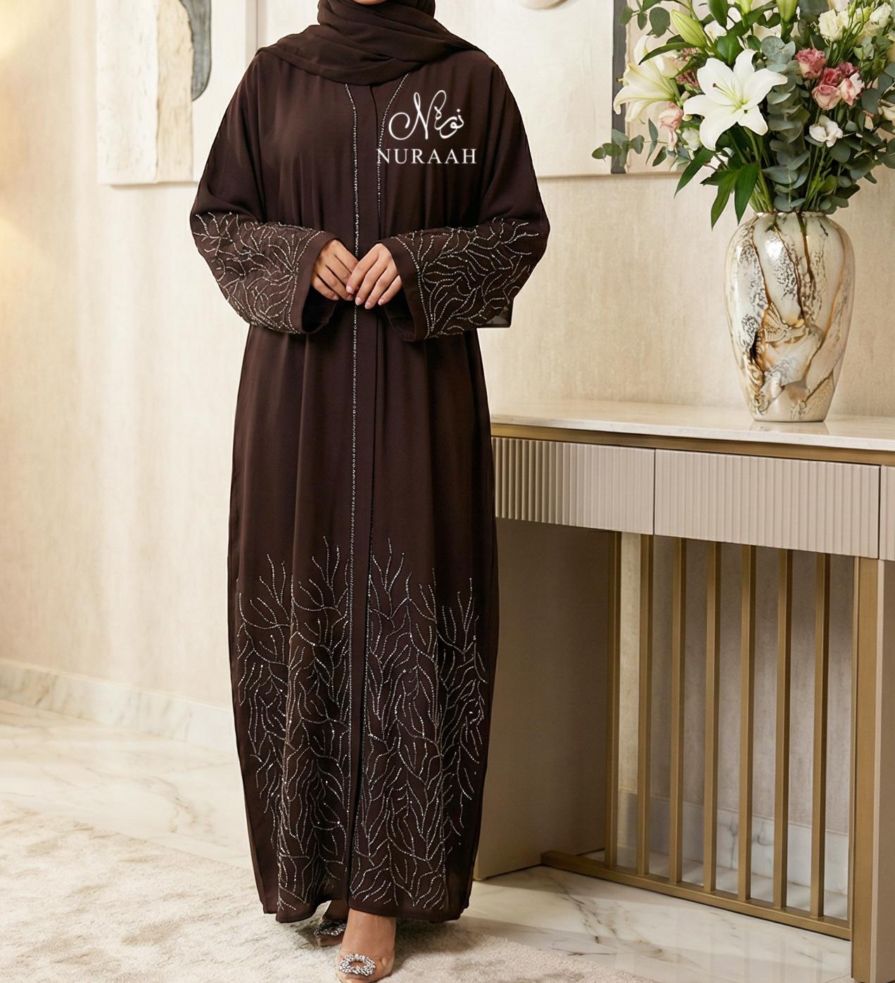 LAIBA EMBELLISHED CLOSED ABAYA (with scarf and belt) 03