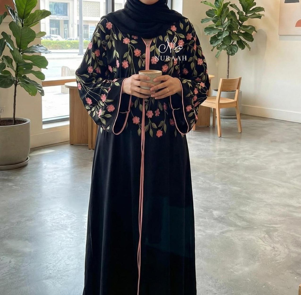 SUMAYAH EMBROIDERED ABAYA (with scarf and belt) 06