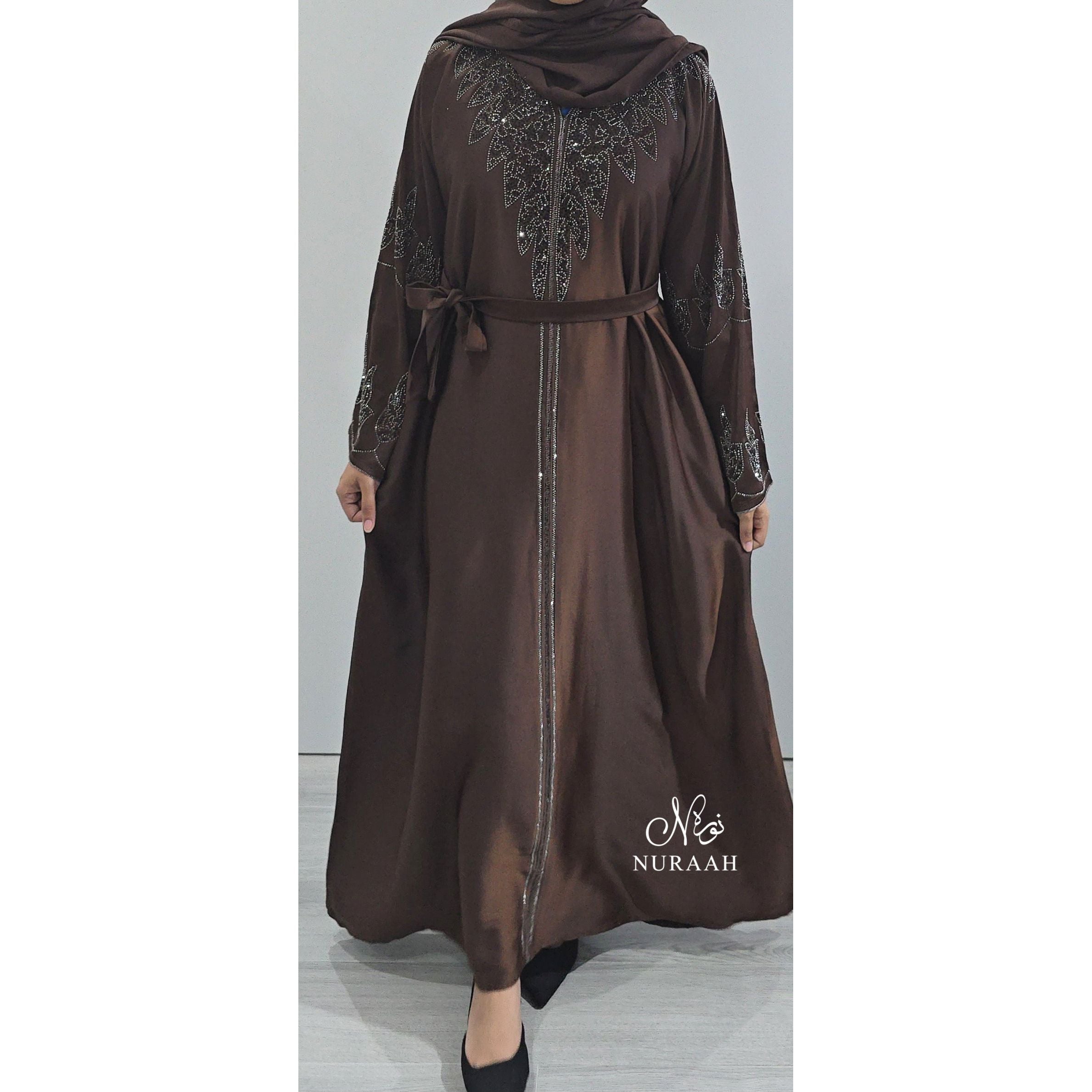 ESHAAL EMBELLISHED CLOSED ABAYA (with scarf and belt) 03