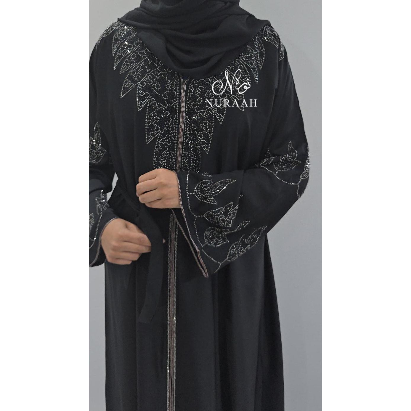 ESHAAL EMBELLISHED CLOSED ABAYA (with scarf and belt) 03