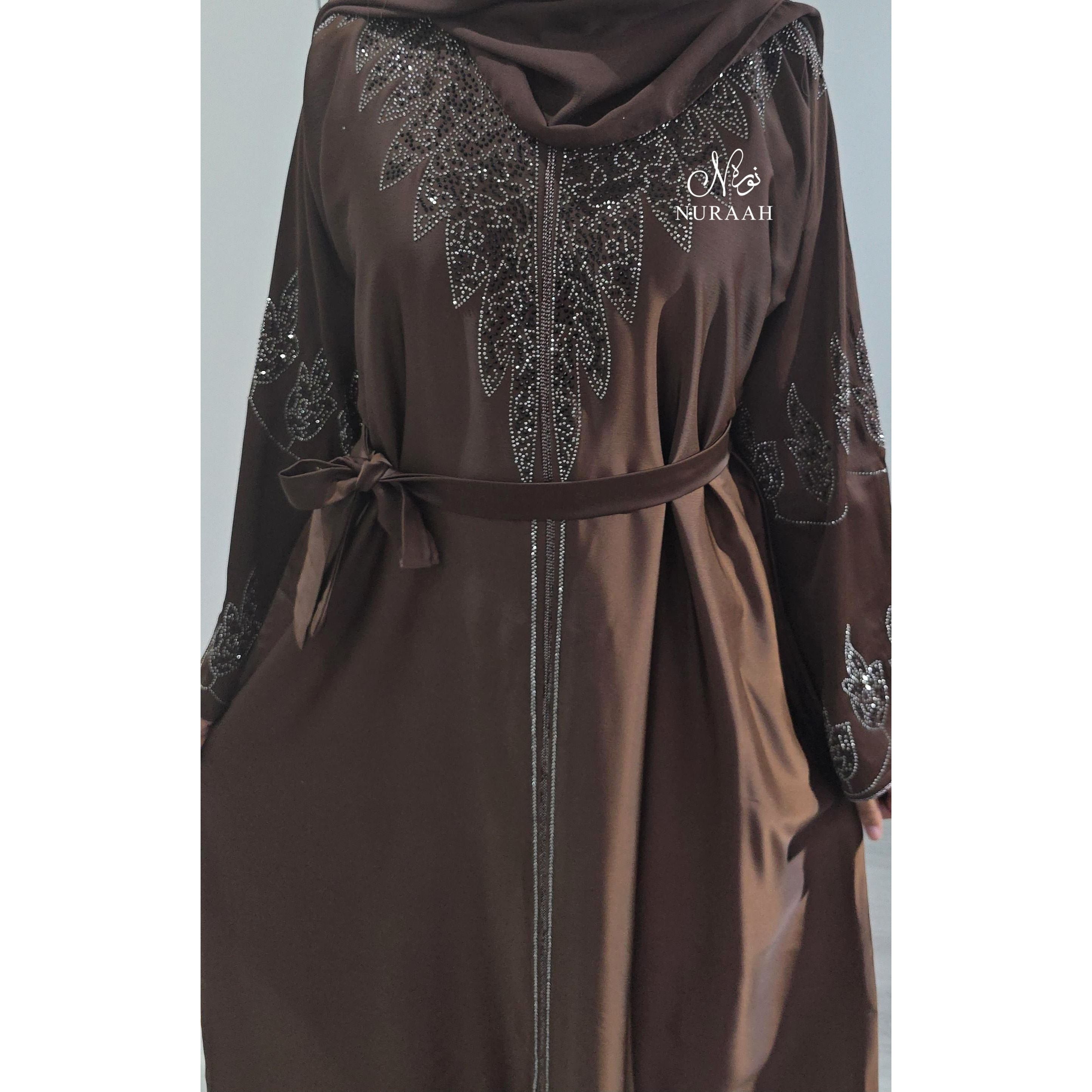 ESHAAL EMBELLISHED CLOSED ABAYA (with scarf and belt) 03