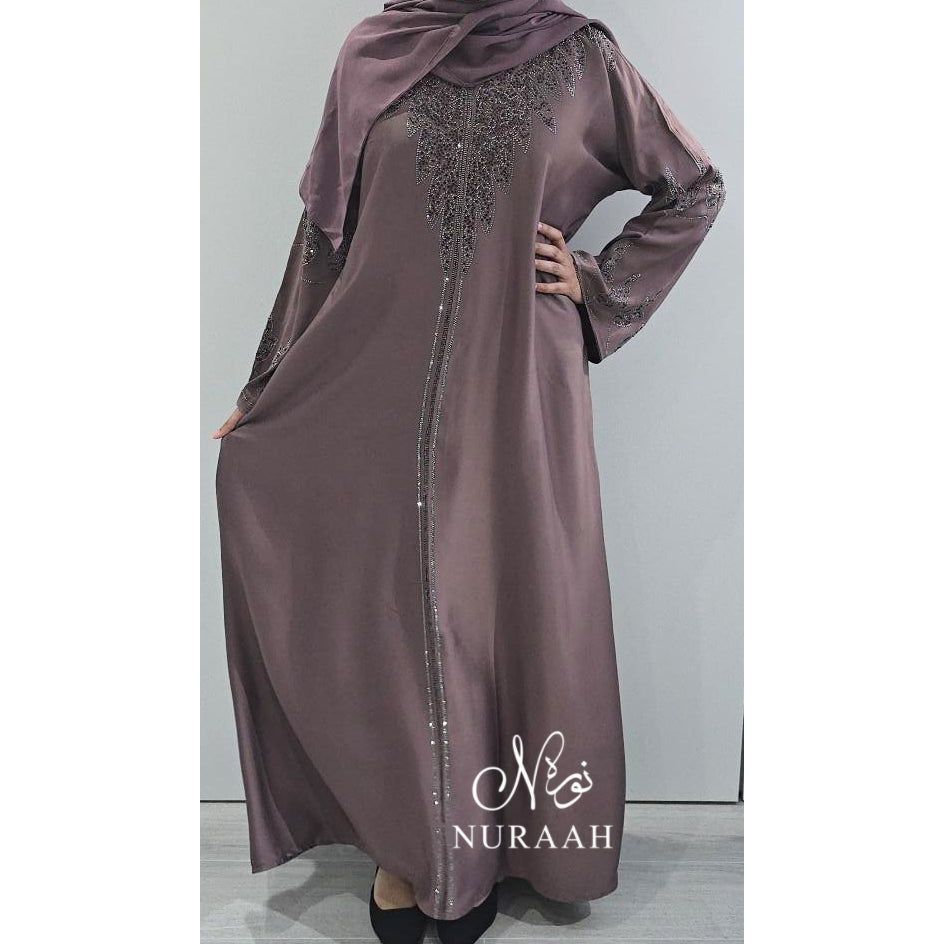 ESHAAL EMBELLISHED CLOSED ABAYA (with scarf and belt) 03