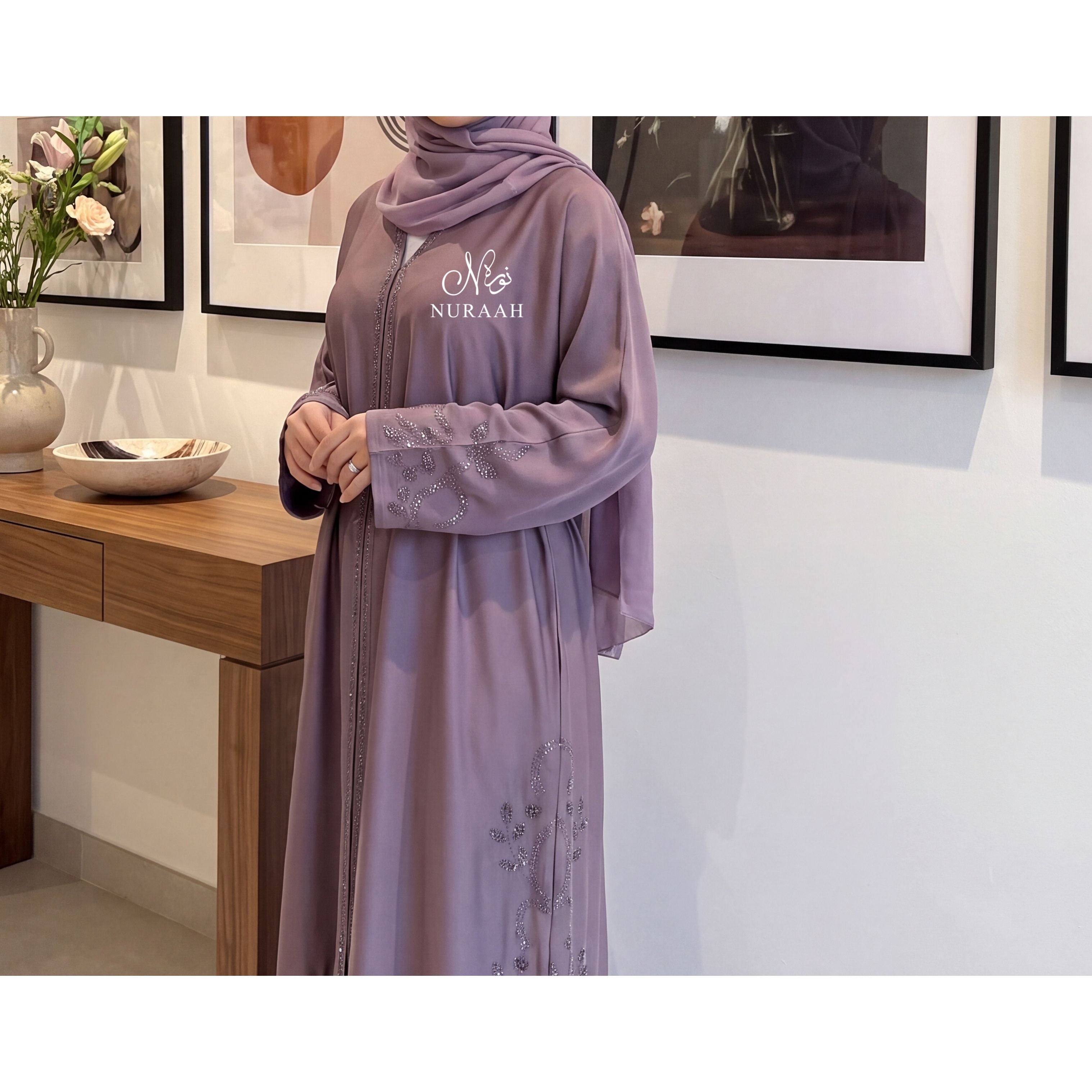 Zoya Embellished Abaya (with scarf and belt)