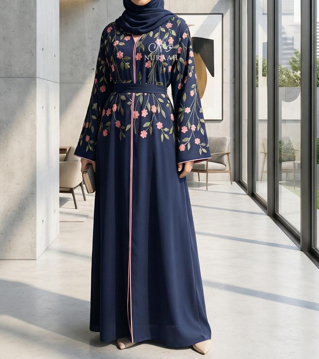 SUMAYAH EMBROIDERED ABAYA (with scarf and belt) 06
