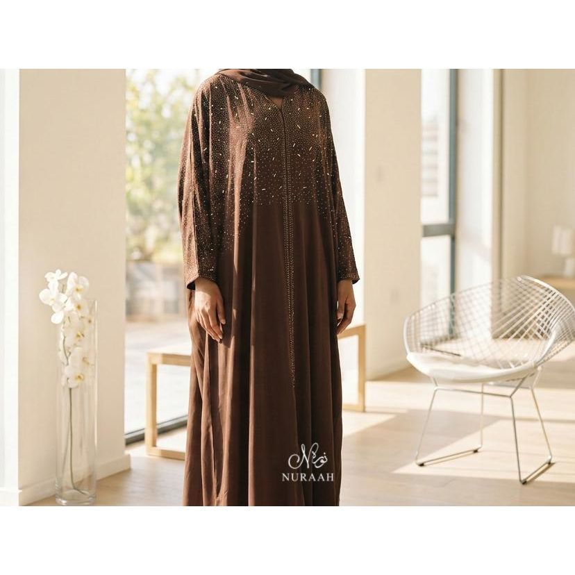 Amal Embellished Butterfly Abaya (with matching scarf) 02 - NURAAH