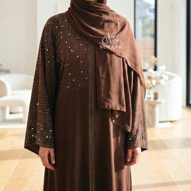 Amal Embellished Butterfly Abaya (with matching scarf) 02