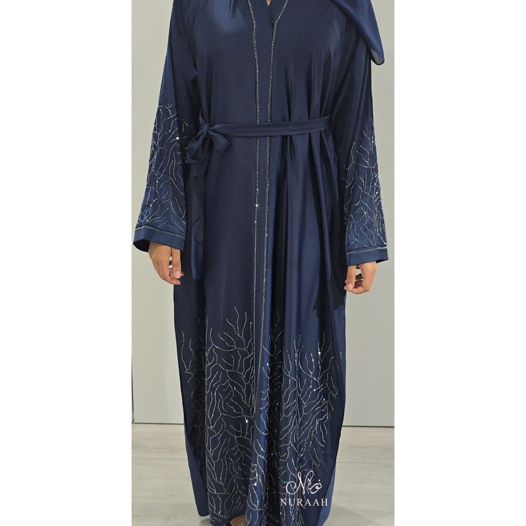 LAIBA EMBELLISHED CLOSED ABAYA (with scarf and belt) 03