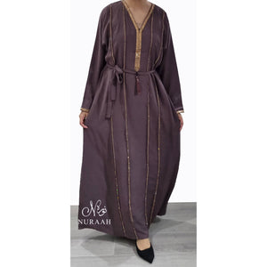 BASMA EMBELLISHED ABAYA AMETHYST