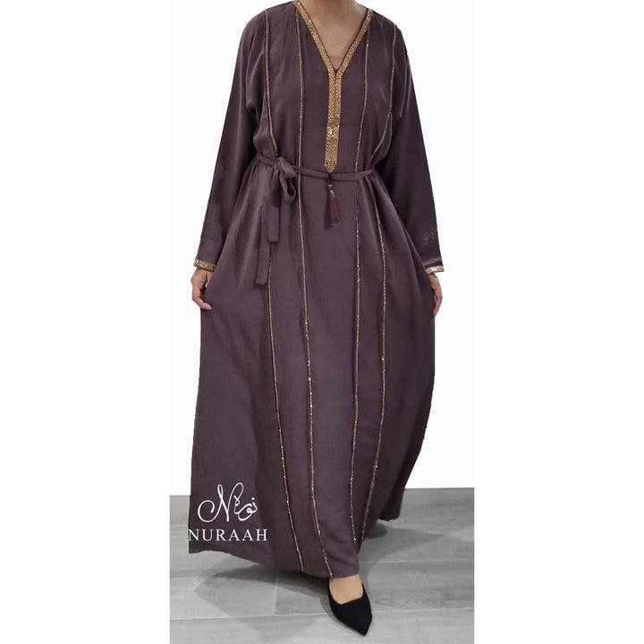 BASMA EMBELLISHED ABAYA AMETHYST