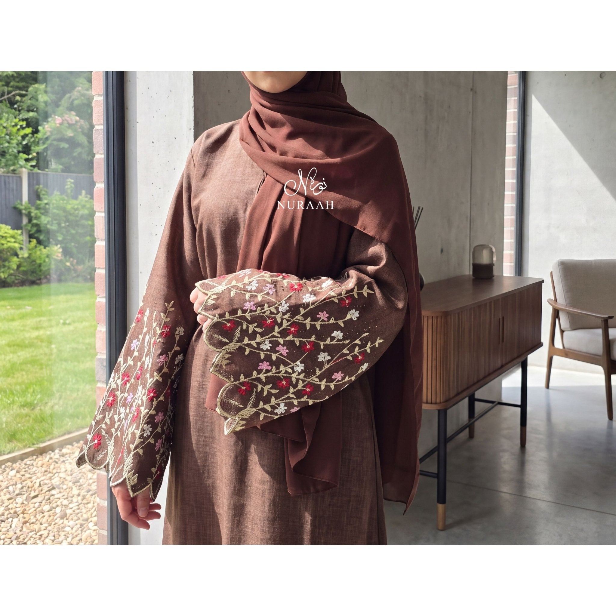Embroidery CutWork Abaya (with scarf and belt) 02 - NURAAH