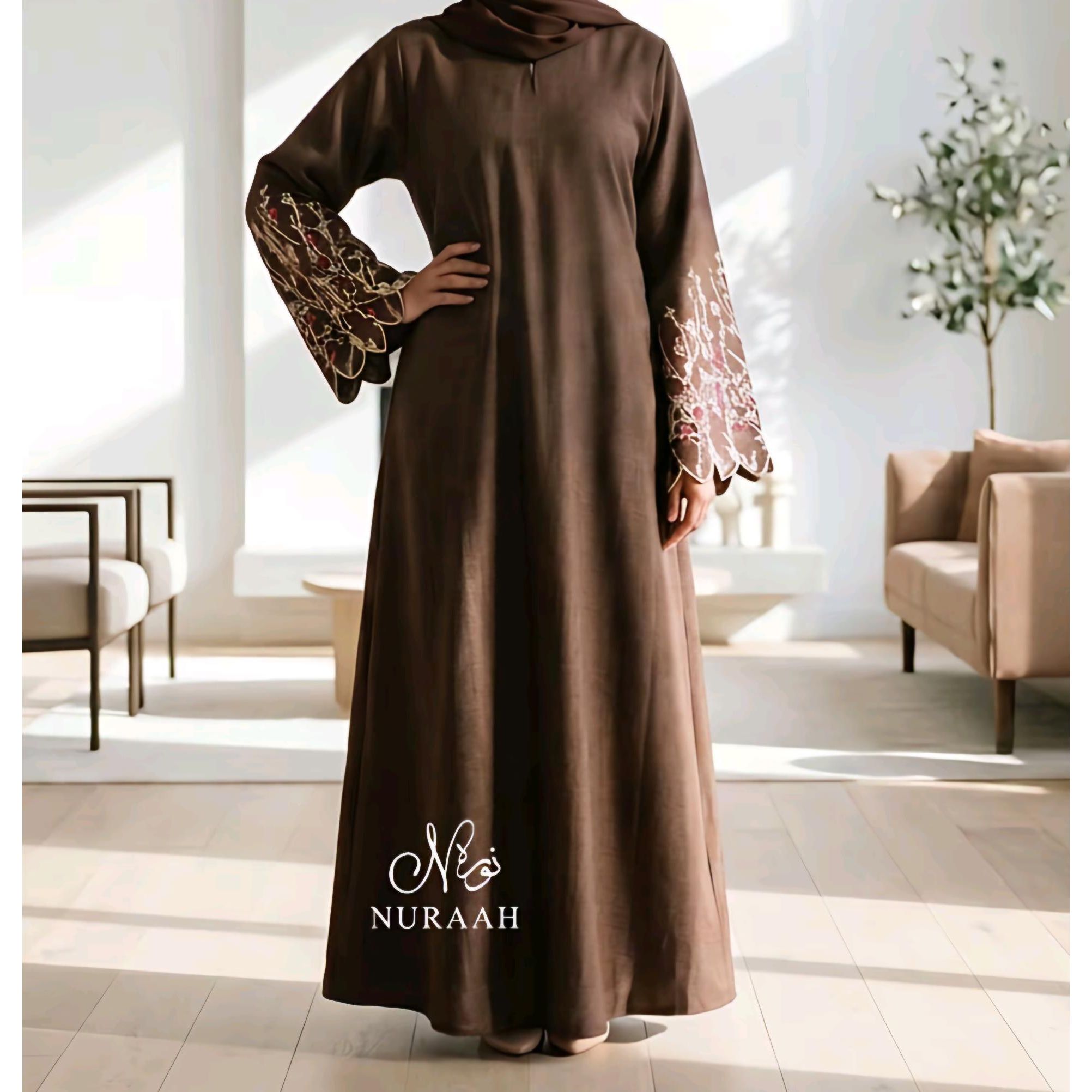 Embroidery CutWork Abaya (with scarf and belt) 02