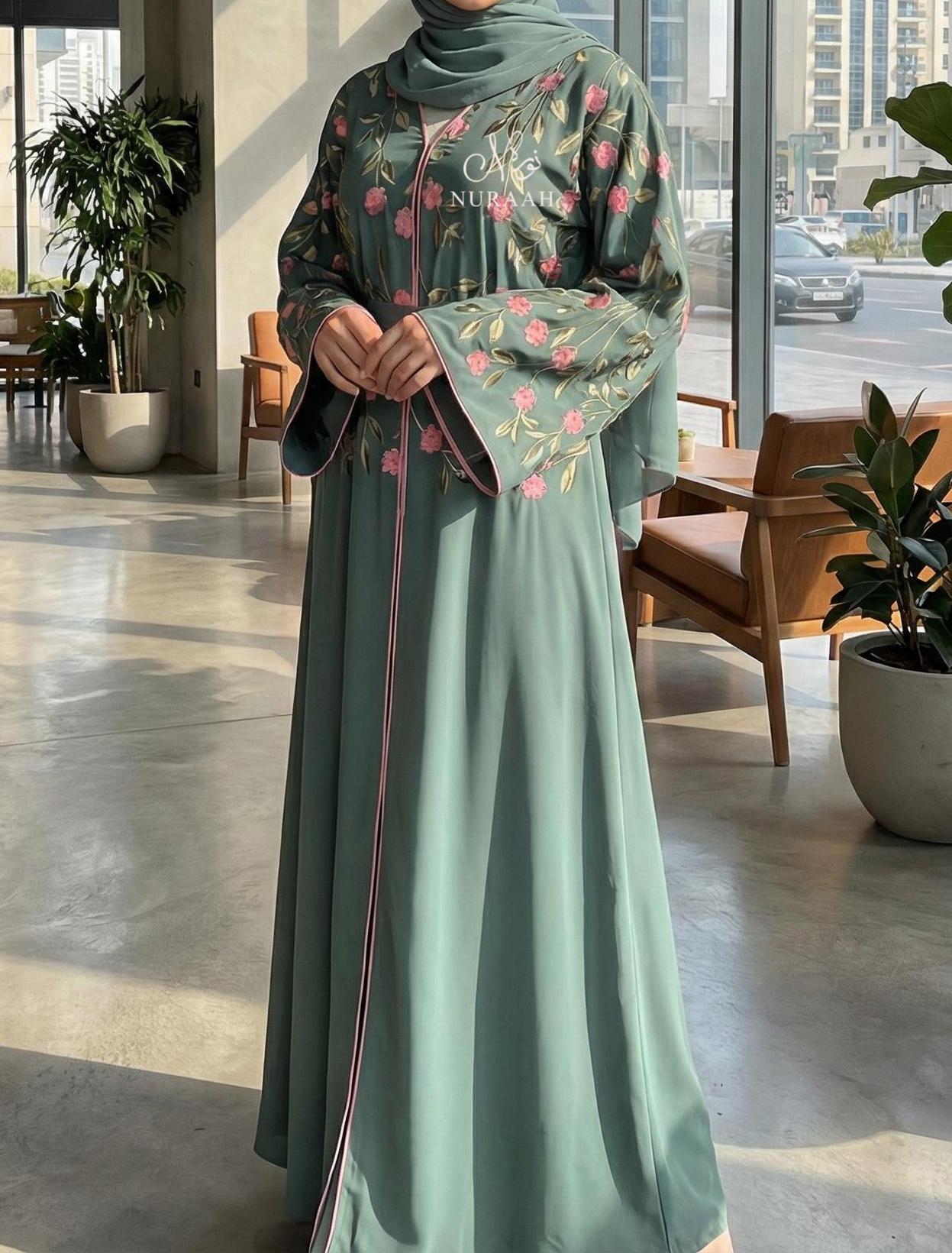 SUMAYAH EMBROIDERED ABAYA (with scarf and belt) 06