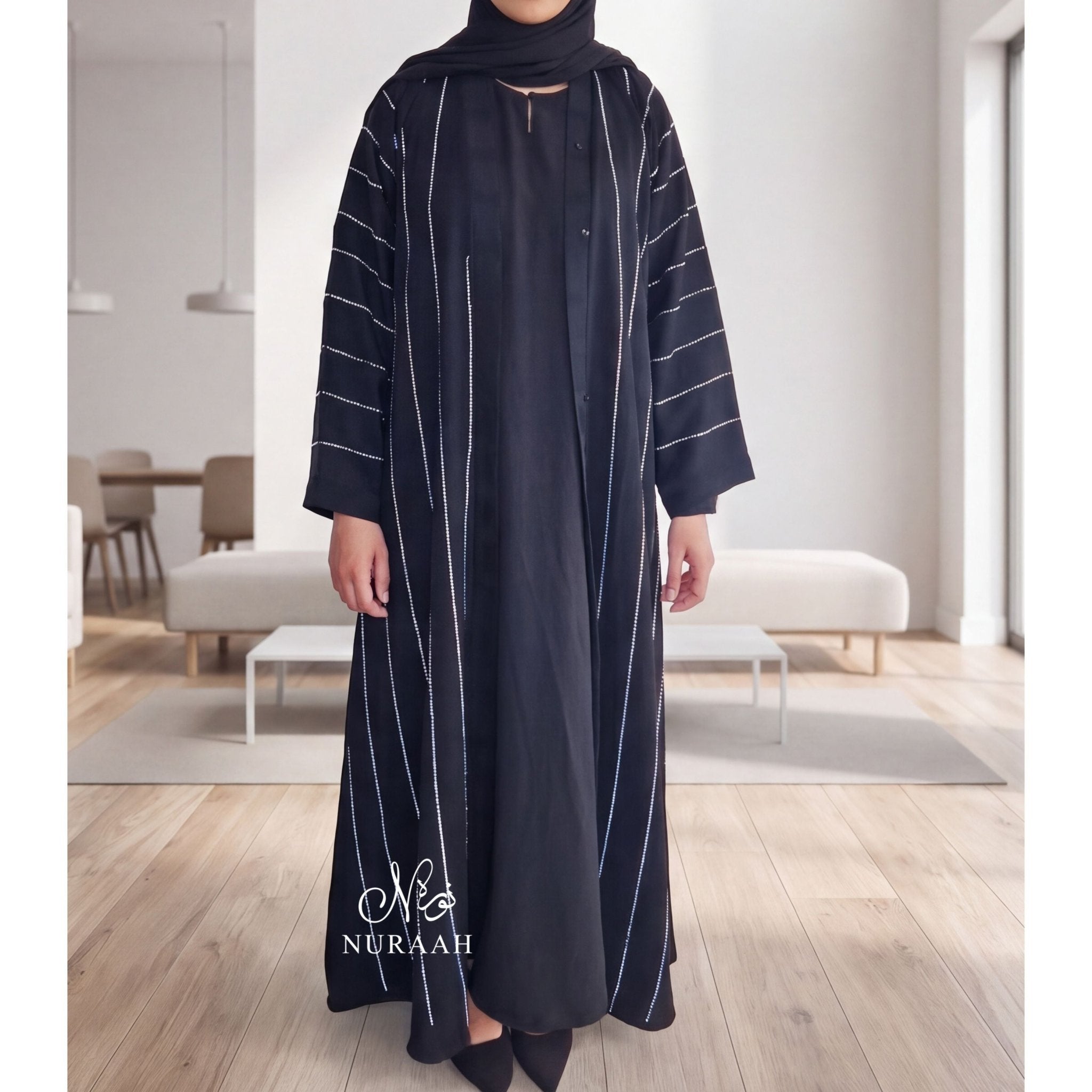 FIZA EMBELLISHED OPEN ABAYA 03 - NURAAH