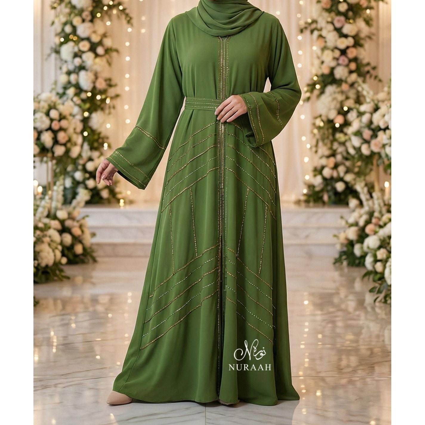 HAJRA EMBELLISHED ABAYA (with belt and scarf) 04 - NURAAH