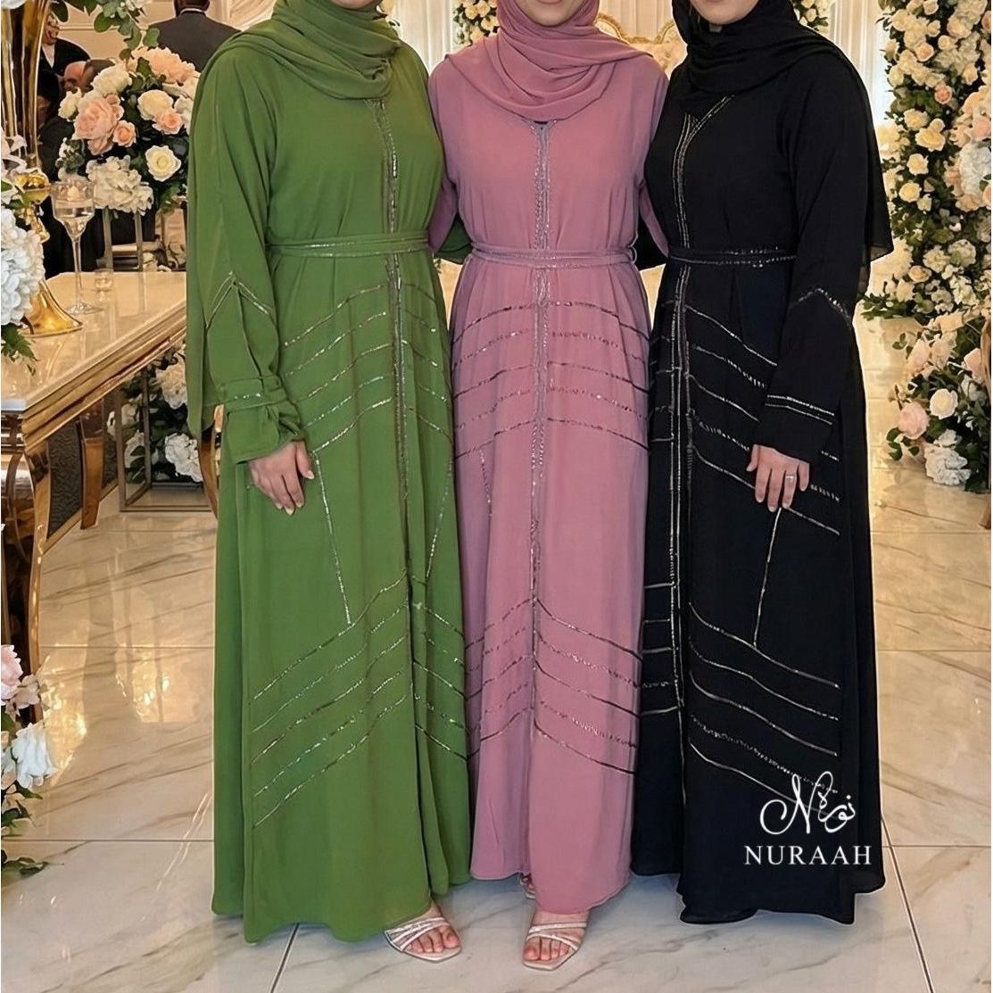 HAJRA EMBELLISHED ABAYA (with belt and scarf) 04 - NURAAH