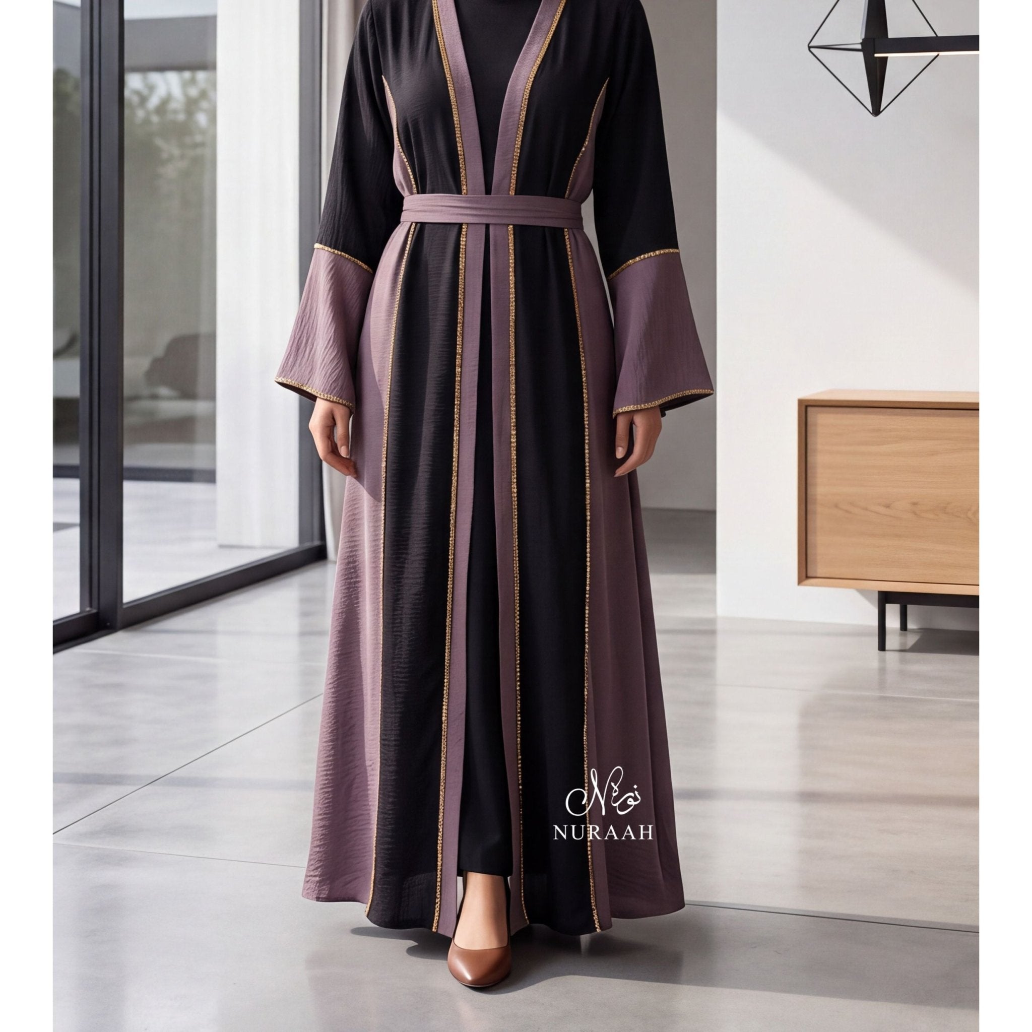 HAWA EMBELLISHED CONTRAST ABAYA 04 - NURAAH