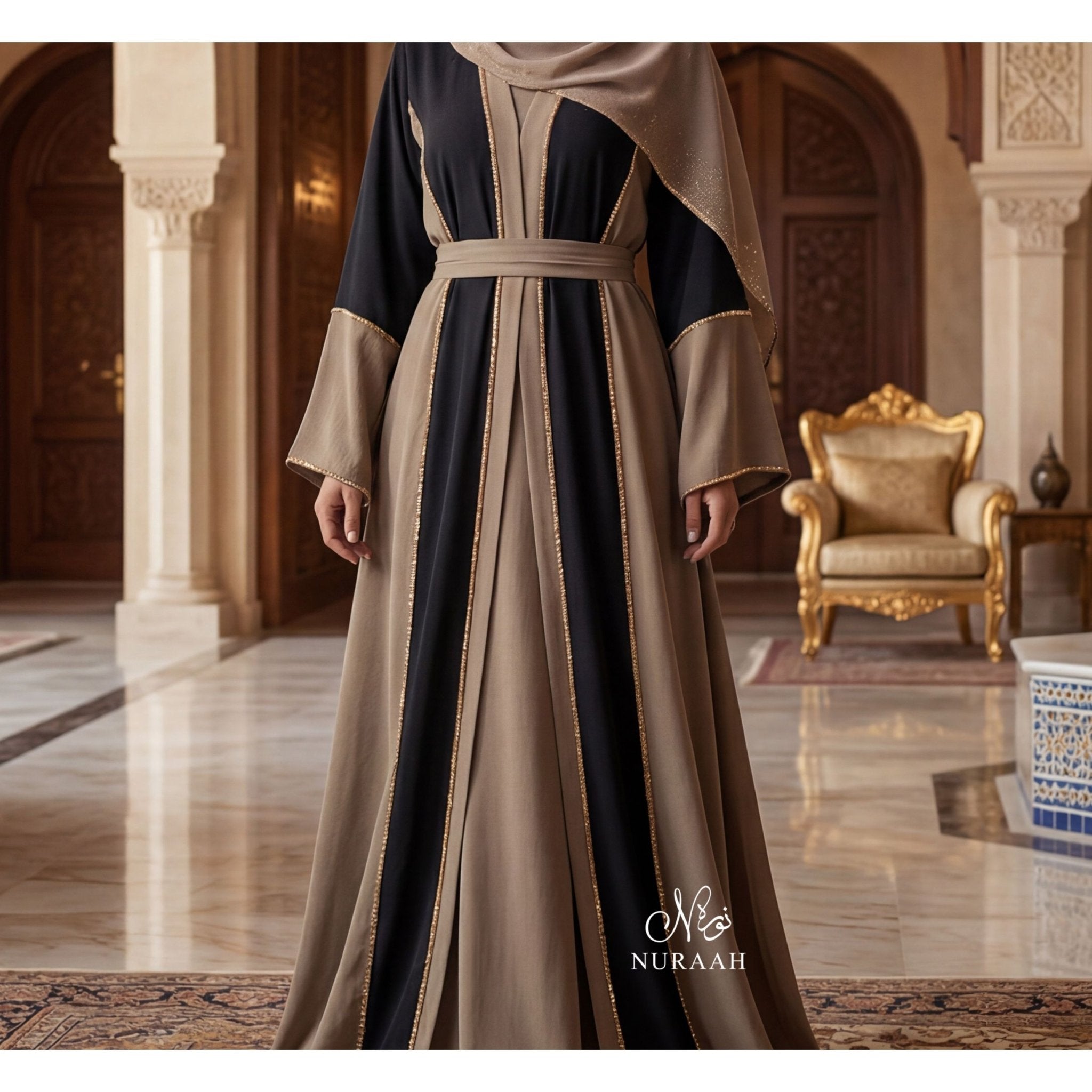 HAWA EMBELLISHED CONTRAST ABAYA 04 - NURAAH
