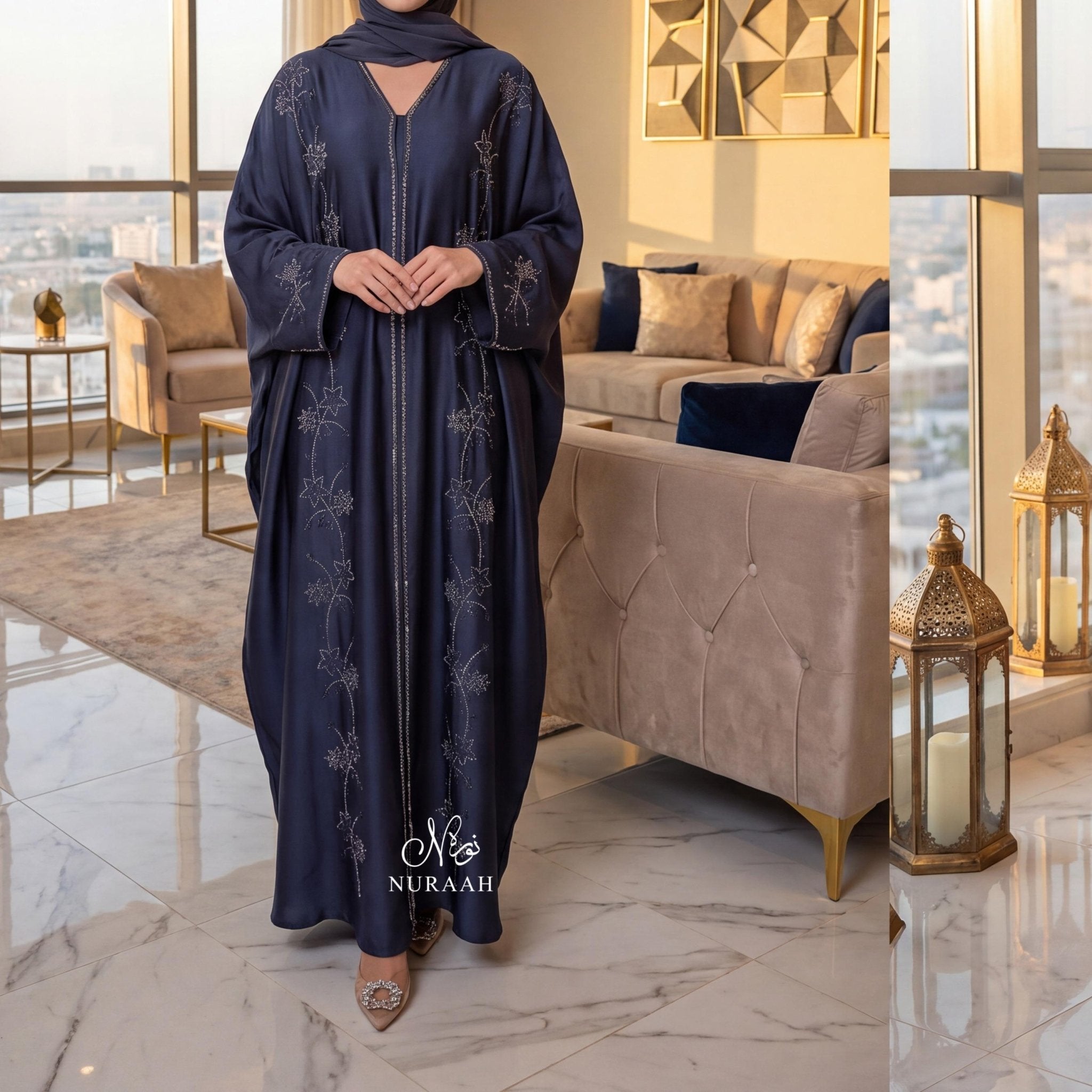 HAYA EMBELLISHMENT FARASHA ABAYA (with scarf) - NURAAH