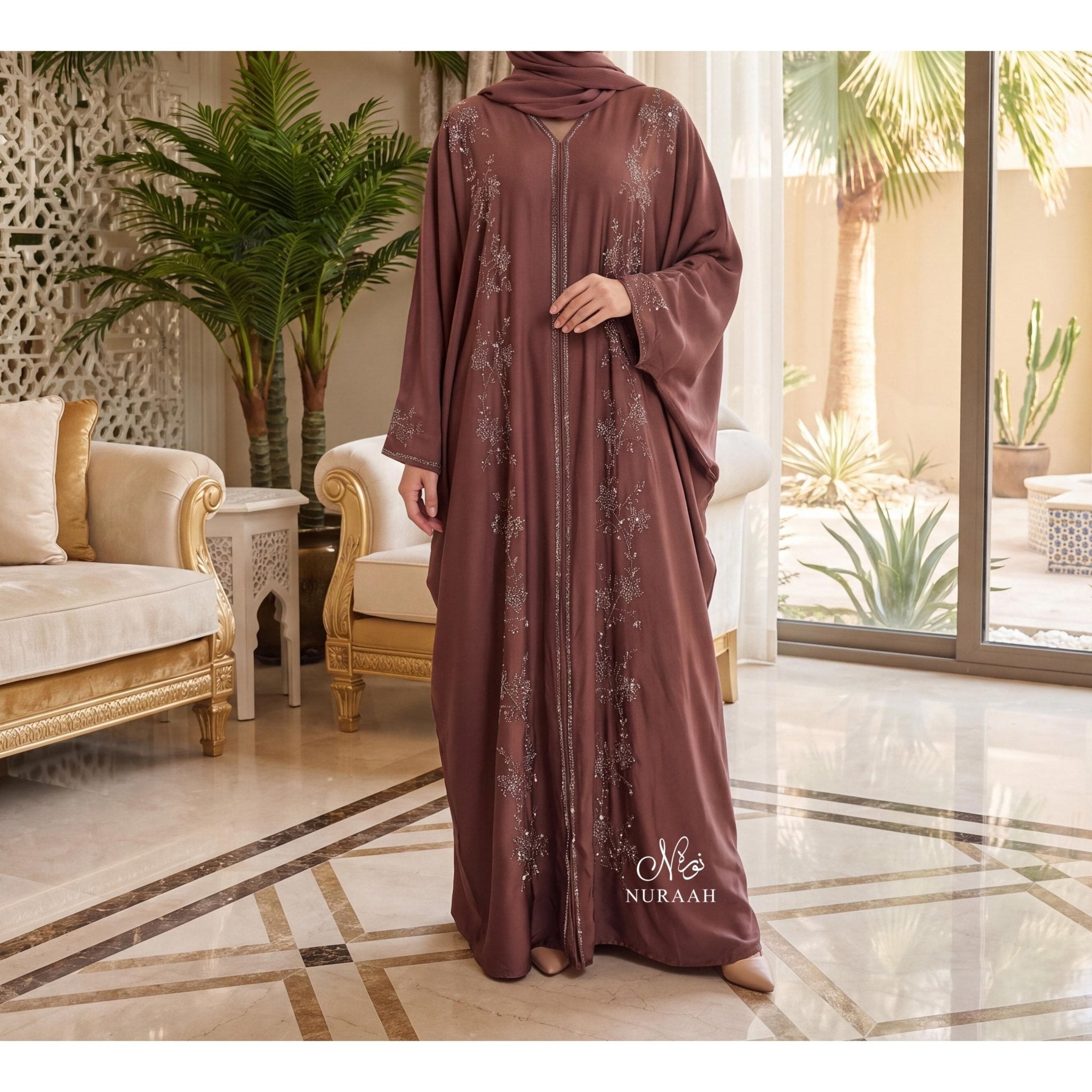 HAYA EMBELLISHMENT FARASHA ABAYA (with scarf) - NURAAH