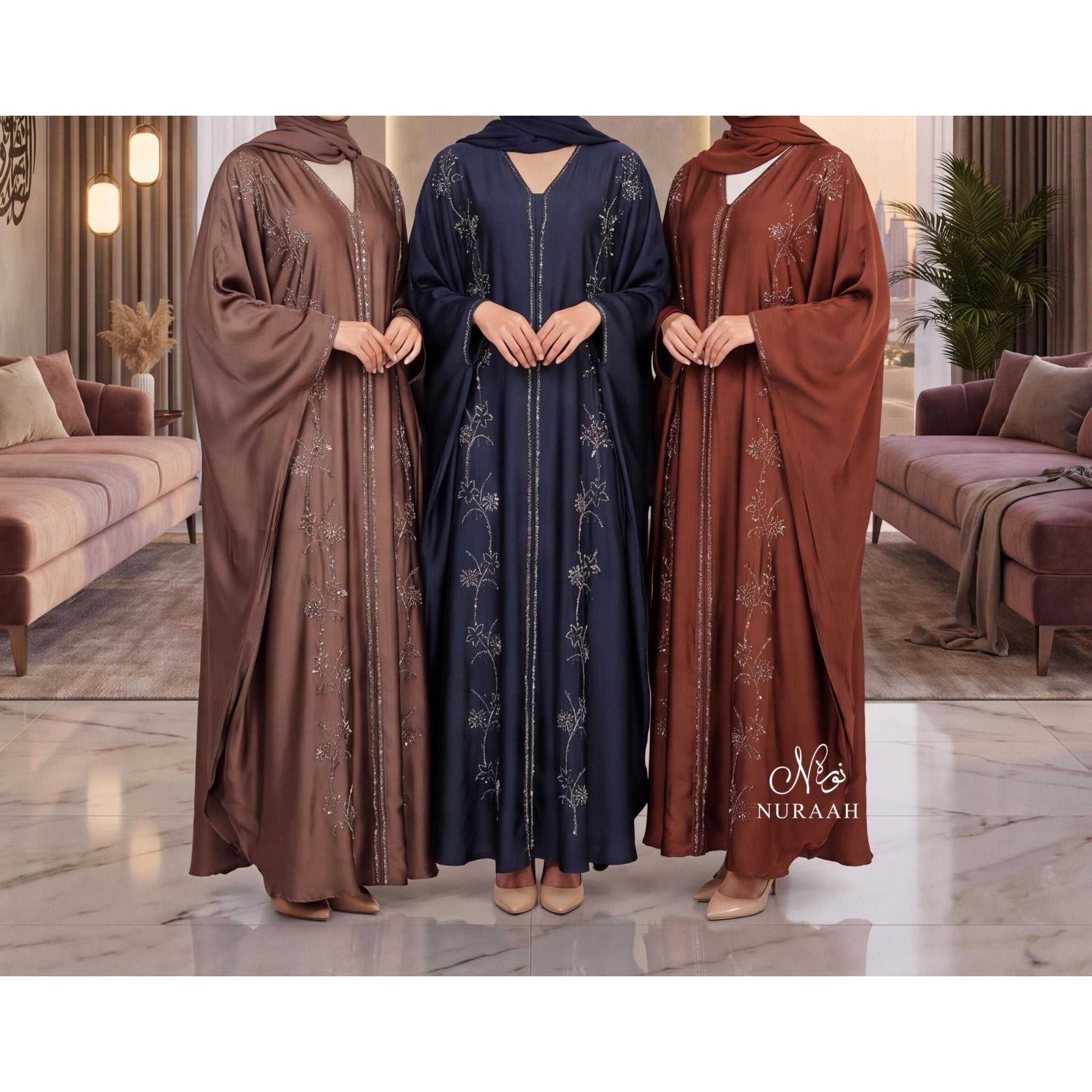 HAYA EMBELLISHMENT FARASHA ABAYA (with scarf) - NURAAH