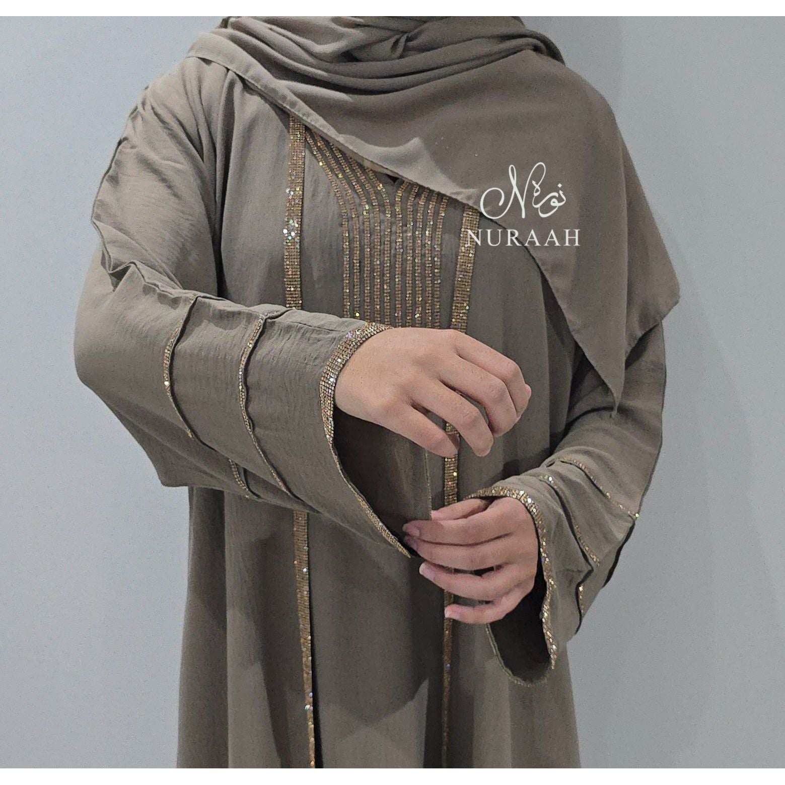 INARA EMBELLISHED ABAYA SET (with scarf and belt) 03 - NURAAH
