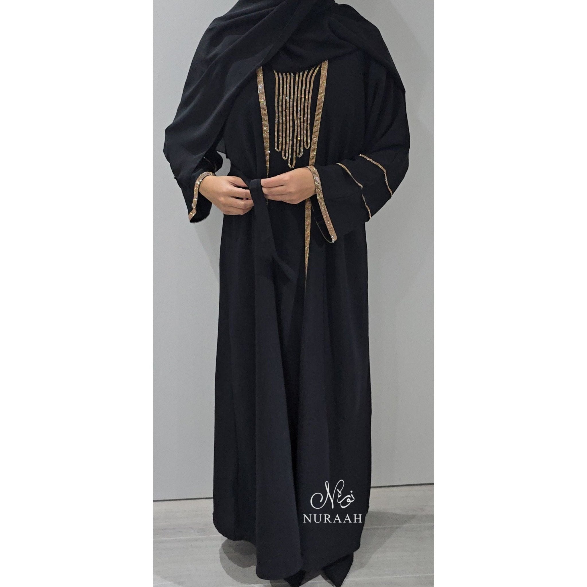 INARA EMBELLISHED ABAYA SET (with scarf and belt) 03 - NURAAH