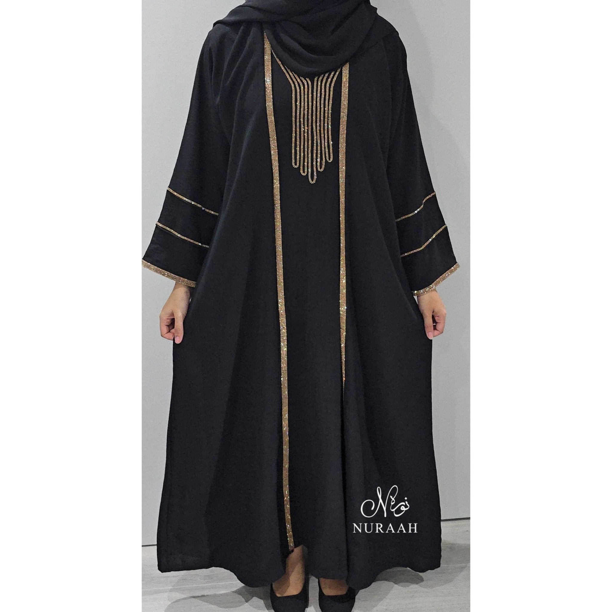 INARA EMBELLISHED ABAYA SET (with scarf and belt) 03 - NURAAH