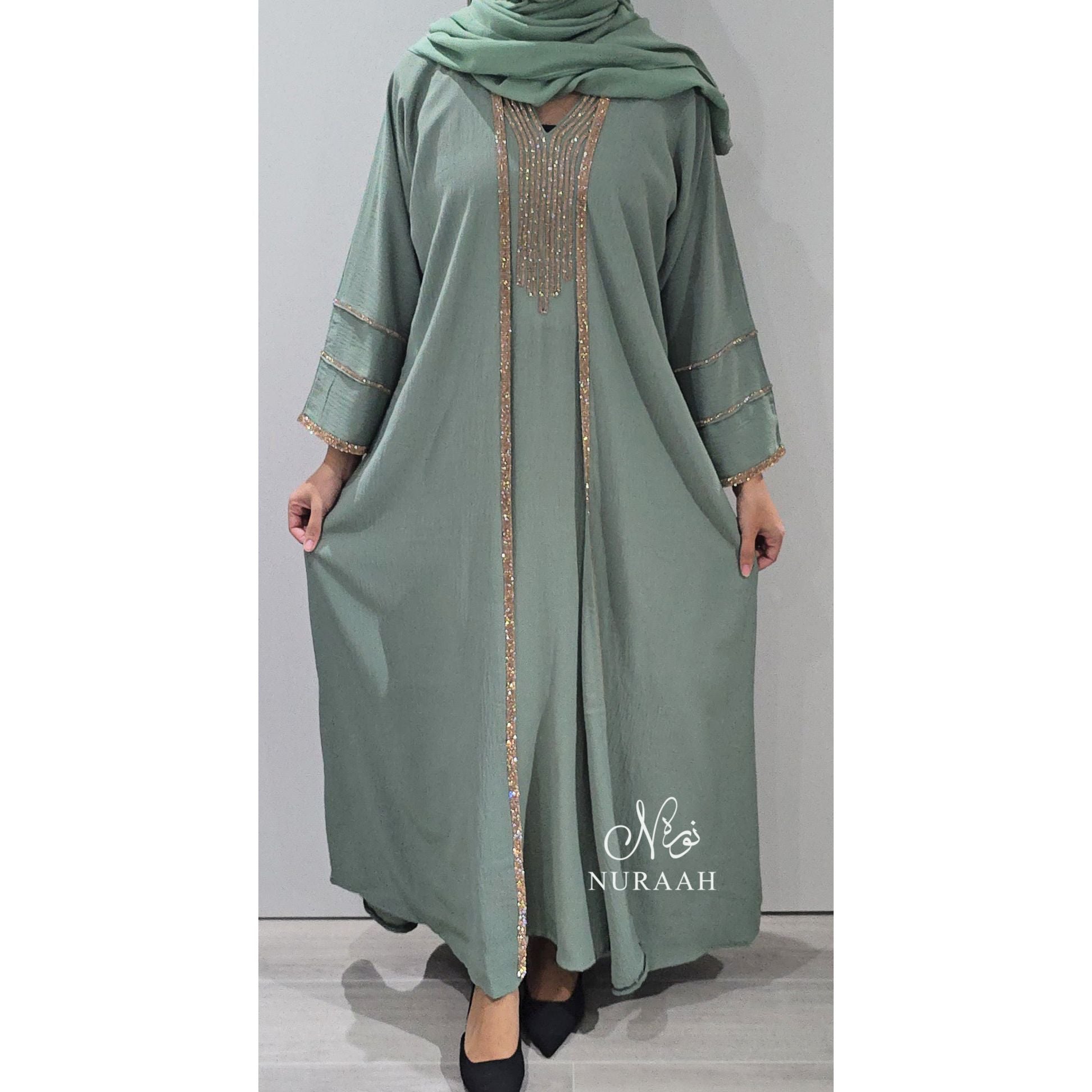 INARA EMBELLISHED ABAYA SET (with scarf and belt) 03